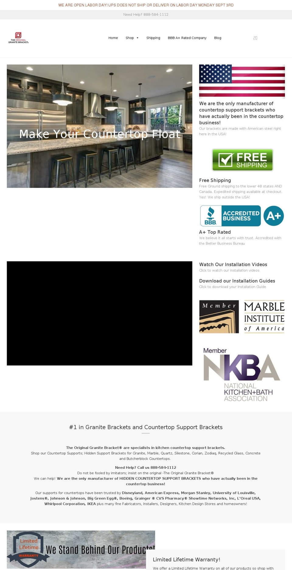 originalcountertopsupports.net shopify website screenshot