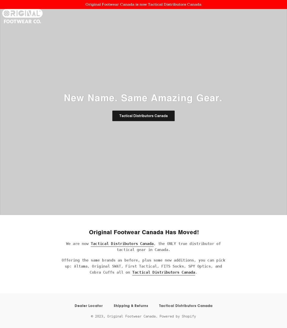 originalfootwear.ca shopify website screenshot