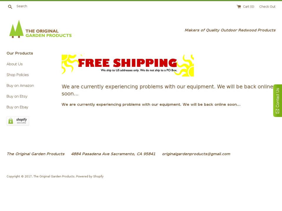originalgardenproducts.com shopify website screenshot