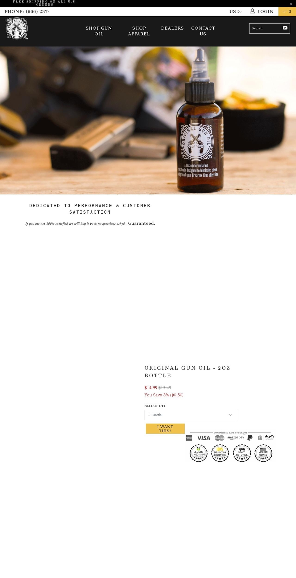 originalgunoil.com shopify website screenshot