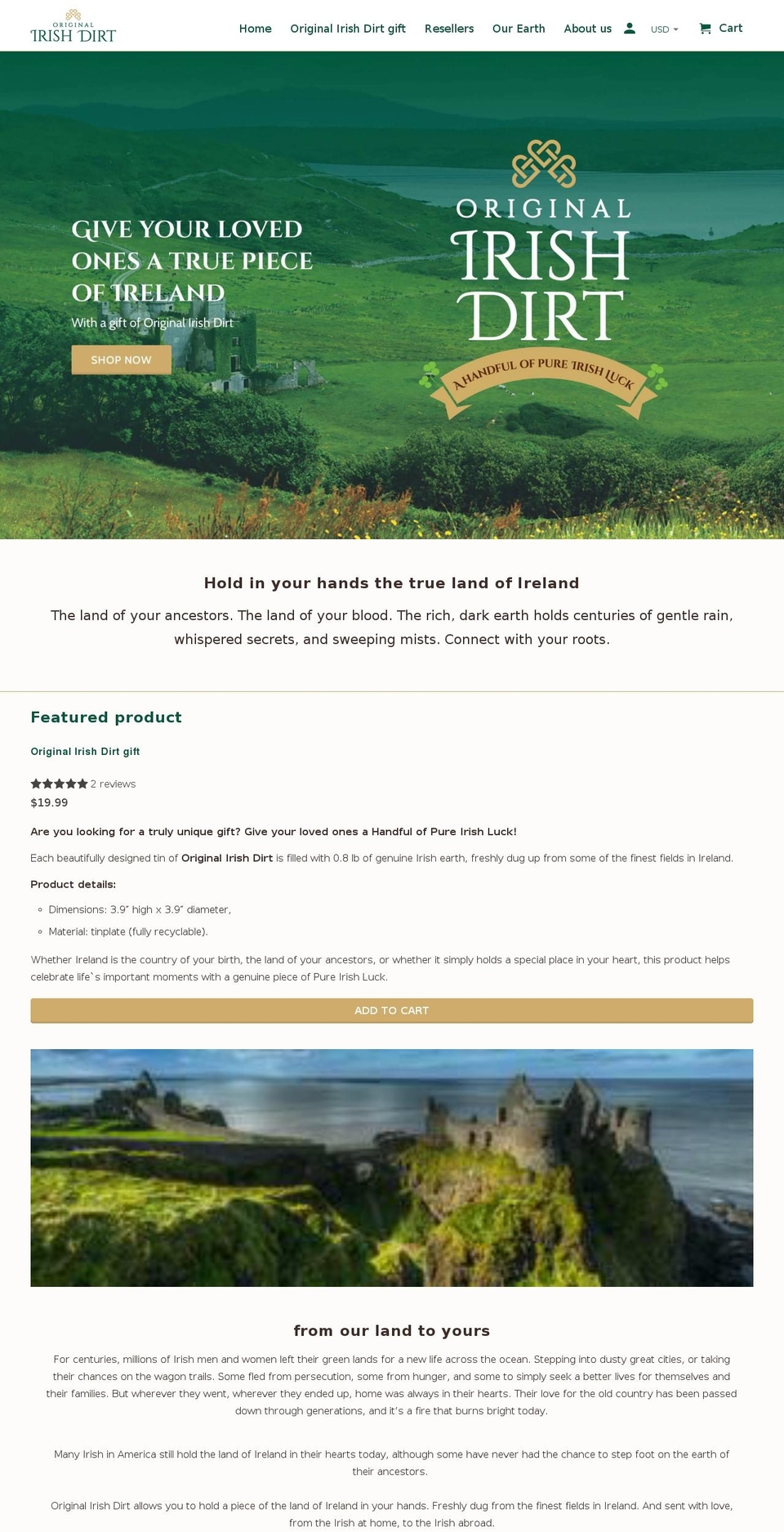 originalirishdirt.com shopify website screenshot