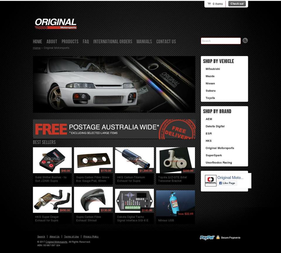 originalmotorsports.com shopify website screenshot