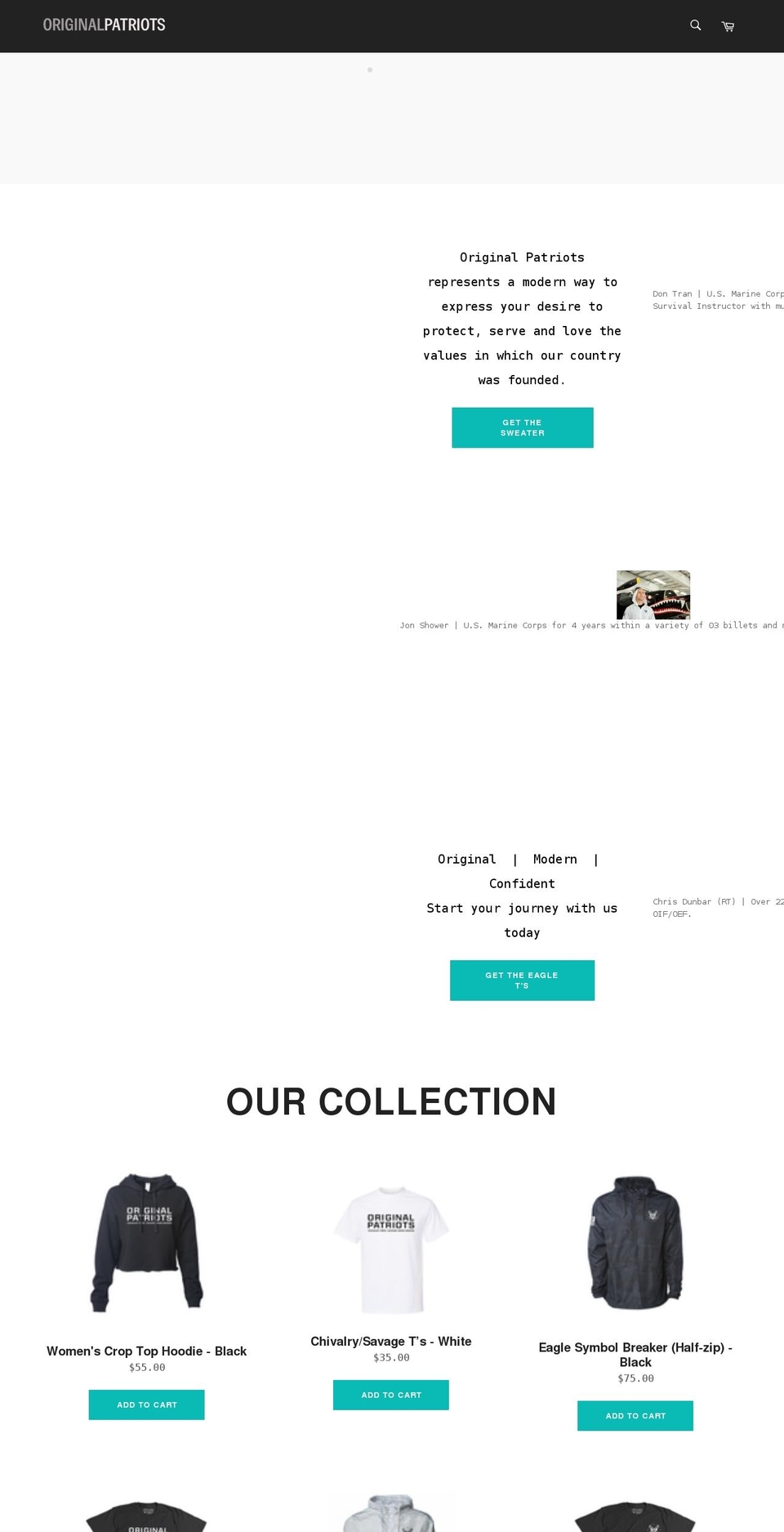 originalpatriots.com shopify website screenshot