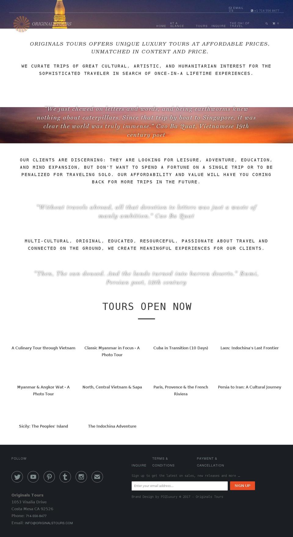 originalstours.com shopify website screenshot