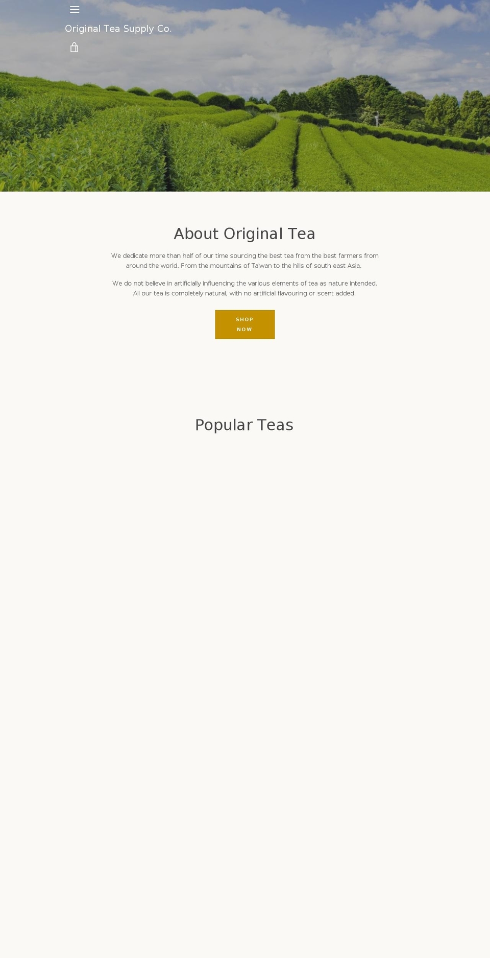 originalteasupply.com — Shopify storefront screenshot