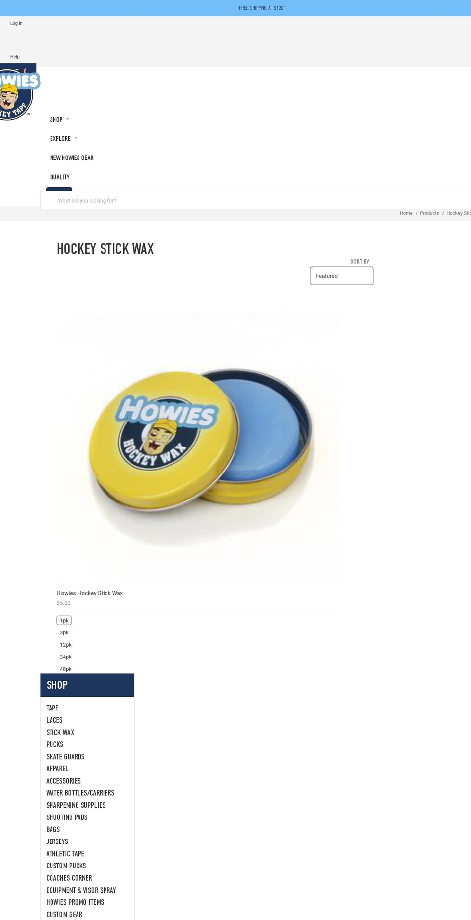 Howies Hockey Tape (US - Production) Shopify theme site example originalwaxedhockeytape.com