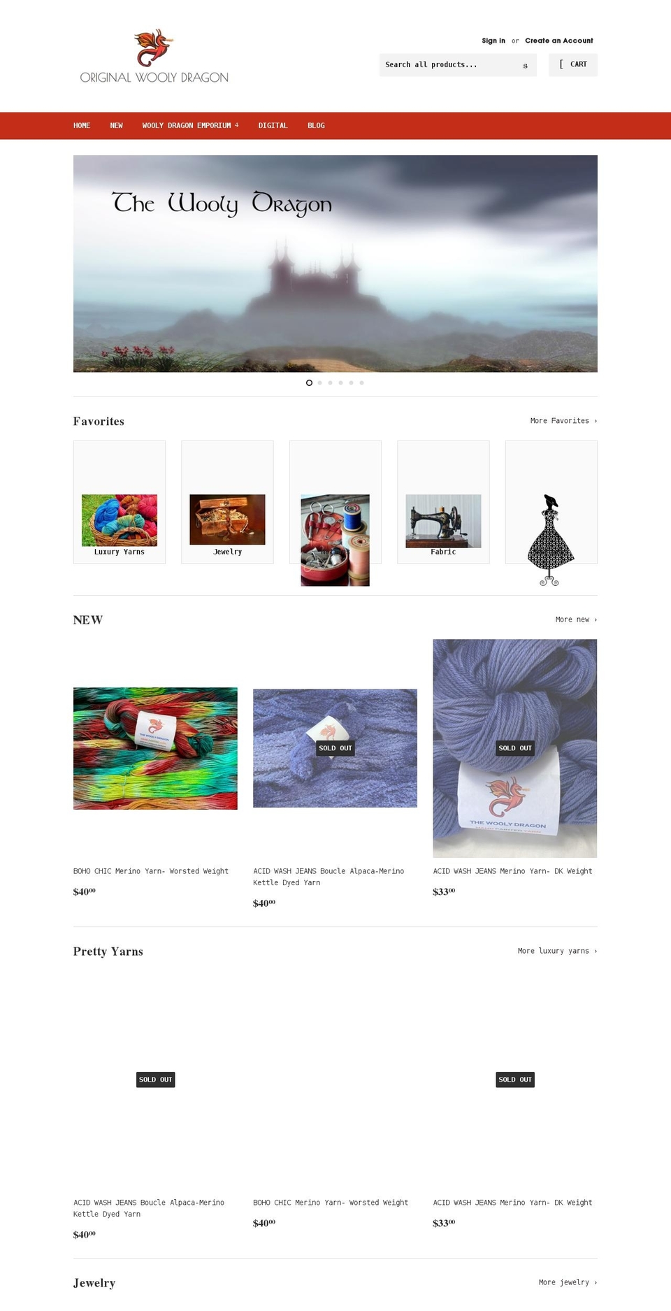 originalwoolydragon.com shopify website screenshot
