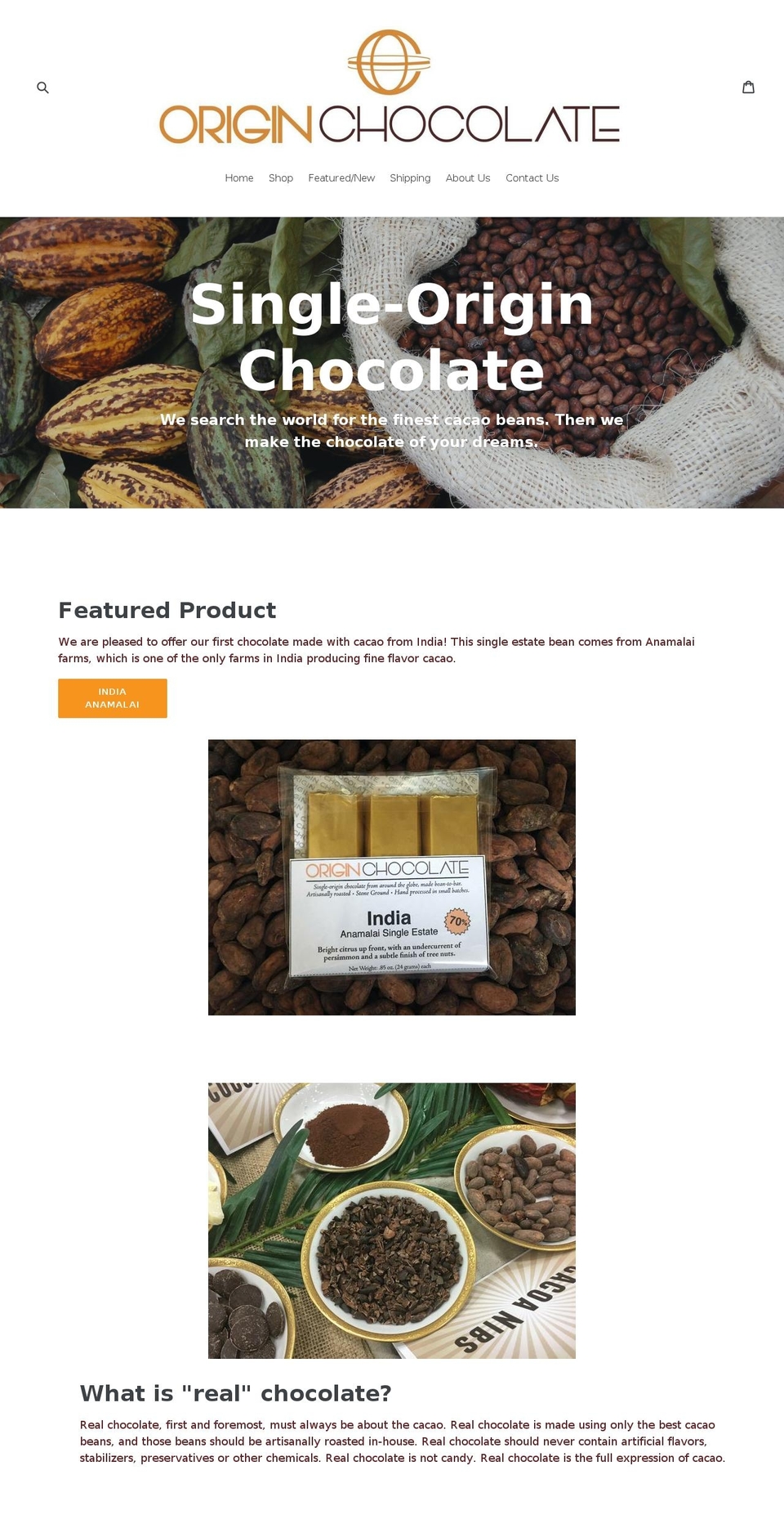 originchocolatepdx.com — Shopify storefront screenshot
