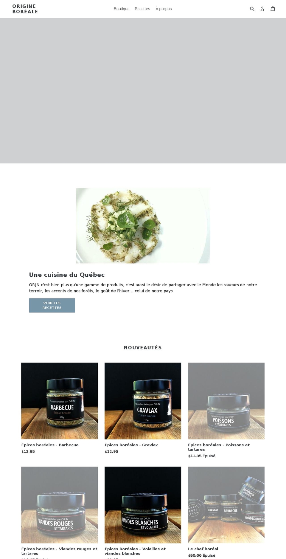 origineboreale.ca shopify website screenshot