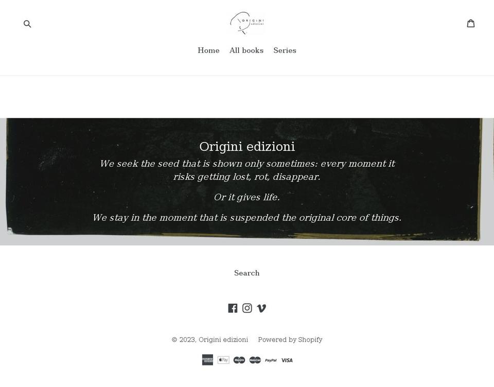 origini-edizioni.myshopify.com shopify website screenshot