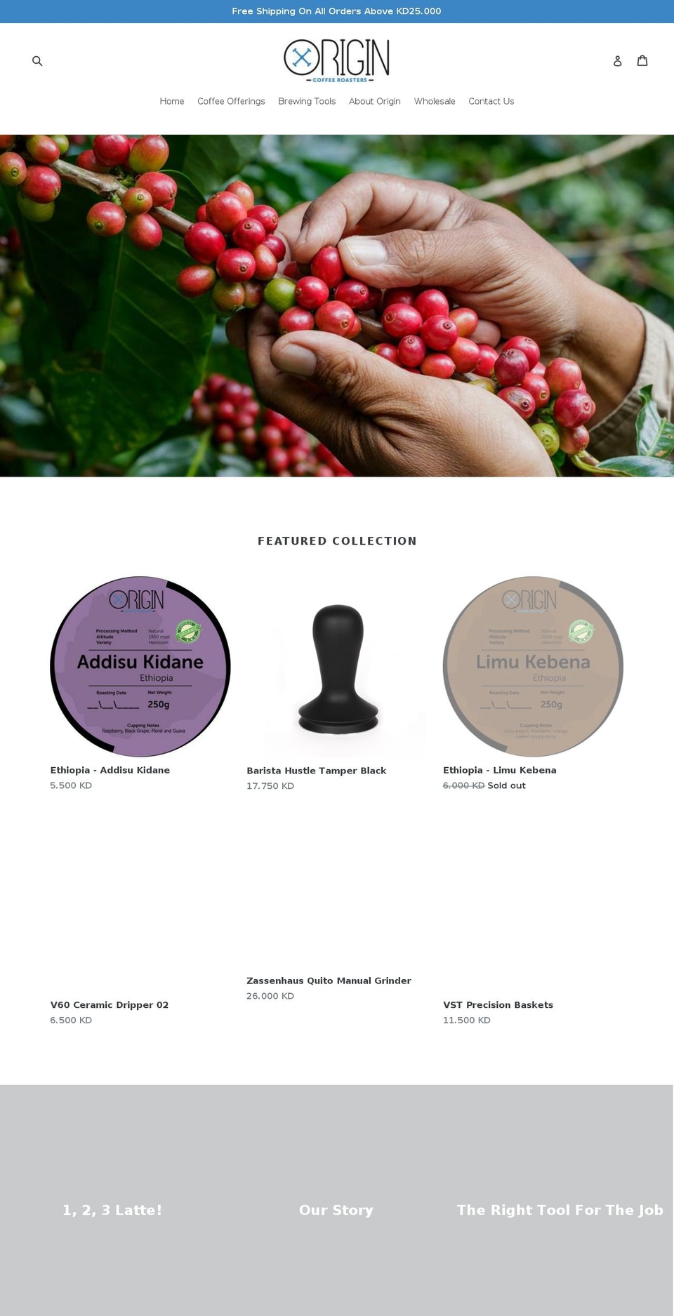 originroasters.com shopify website screenshot