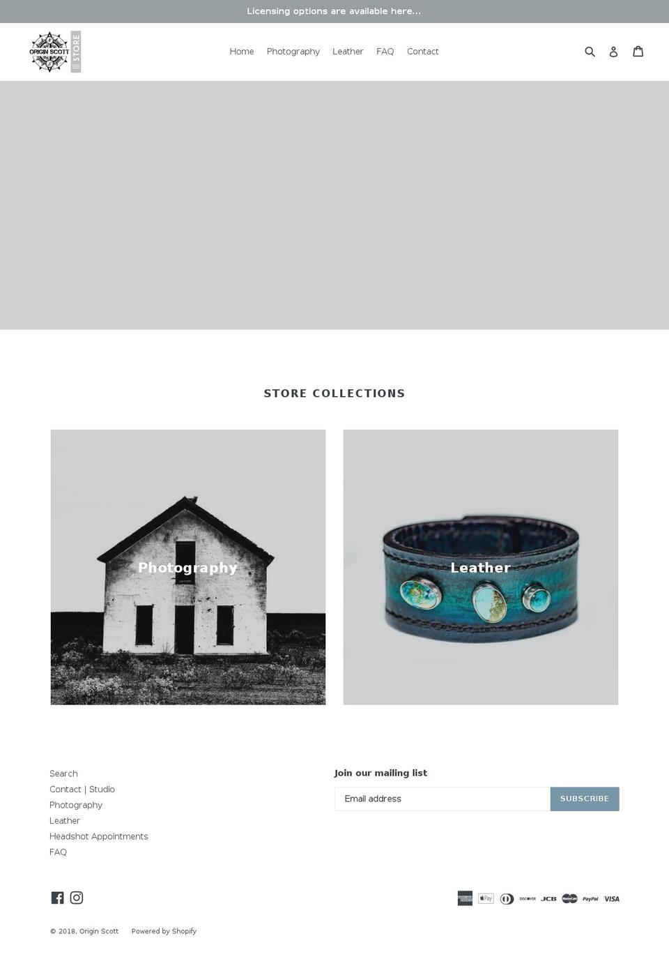 originscott.com — Shopify storefront screenshot