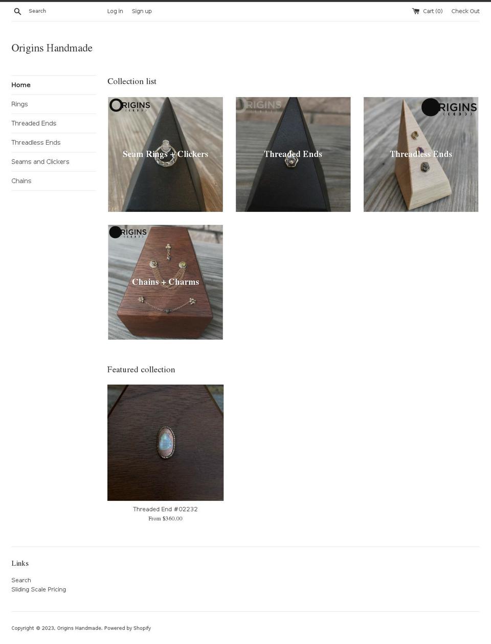 originshandmade.net shopify website screenshot
