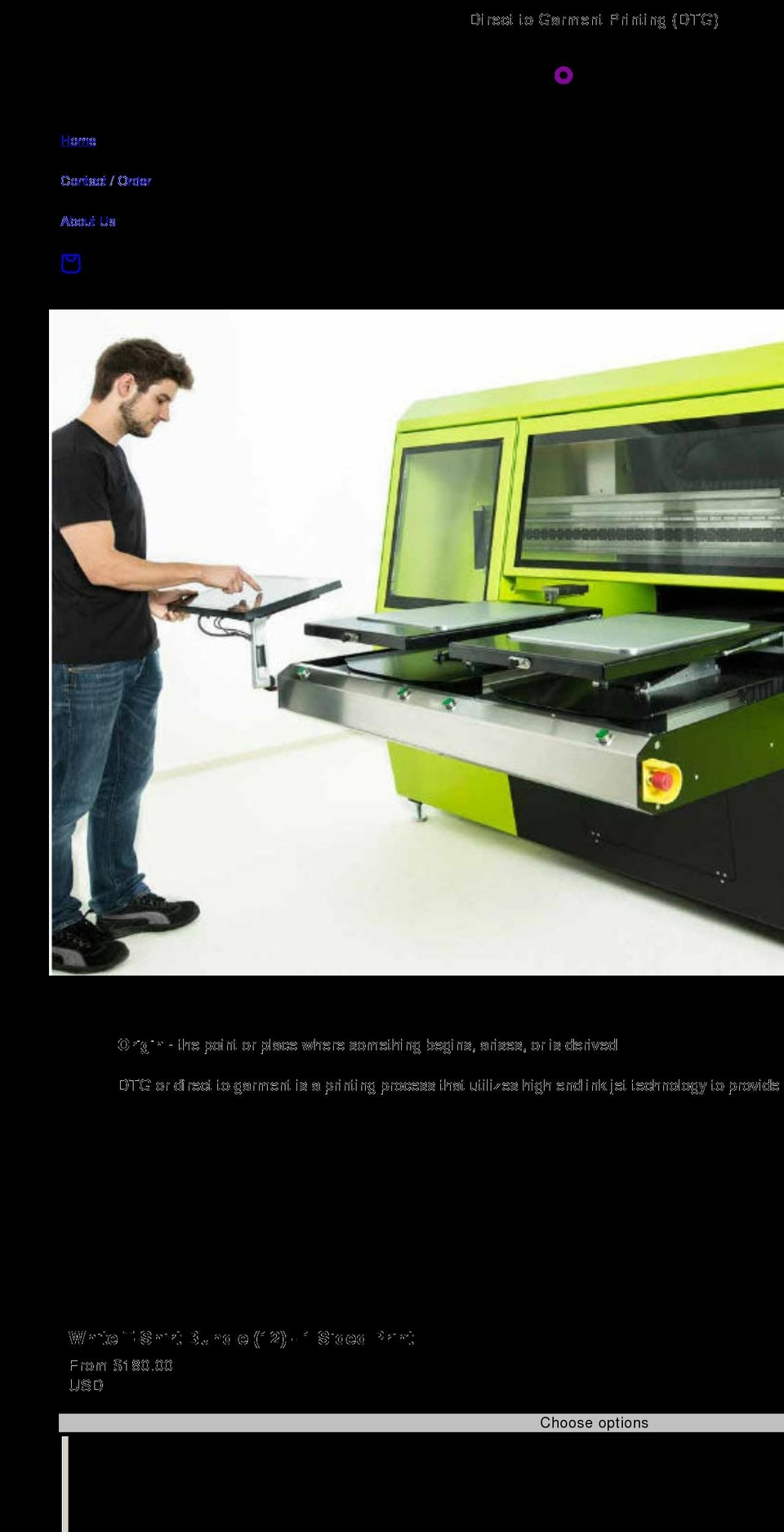 originshirtprinting.com shopify website screenshot