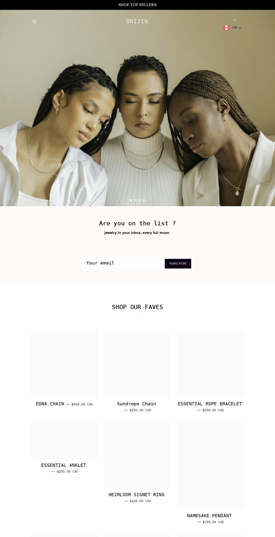 orijingold.com shopify website screenshot