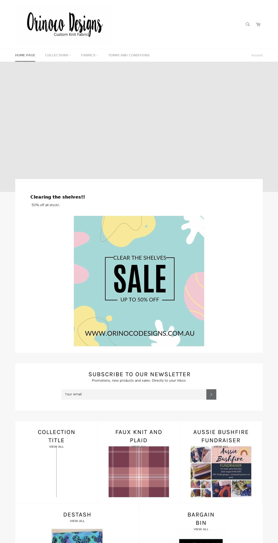 orinocodesigns.com.au shopify website screenshot