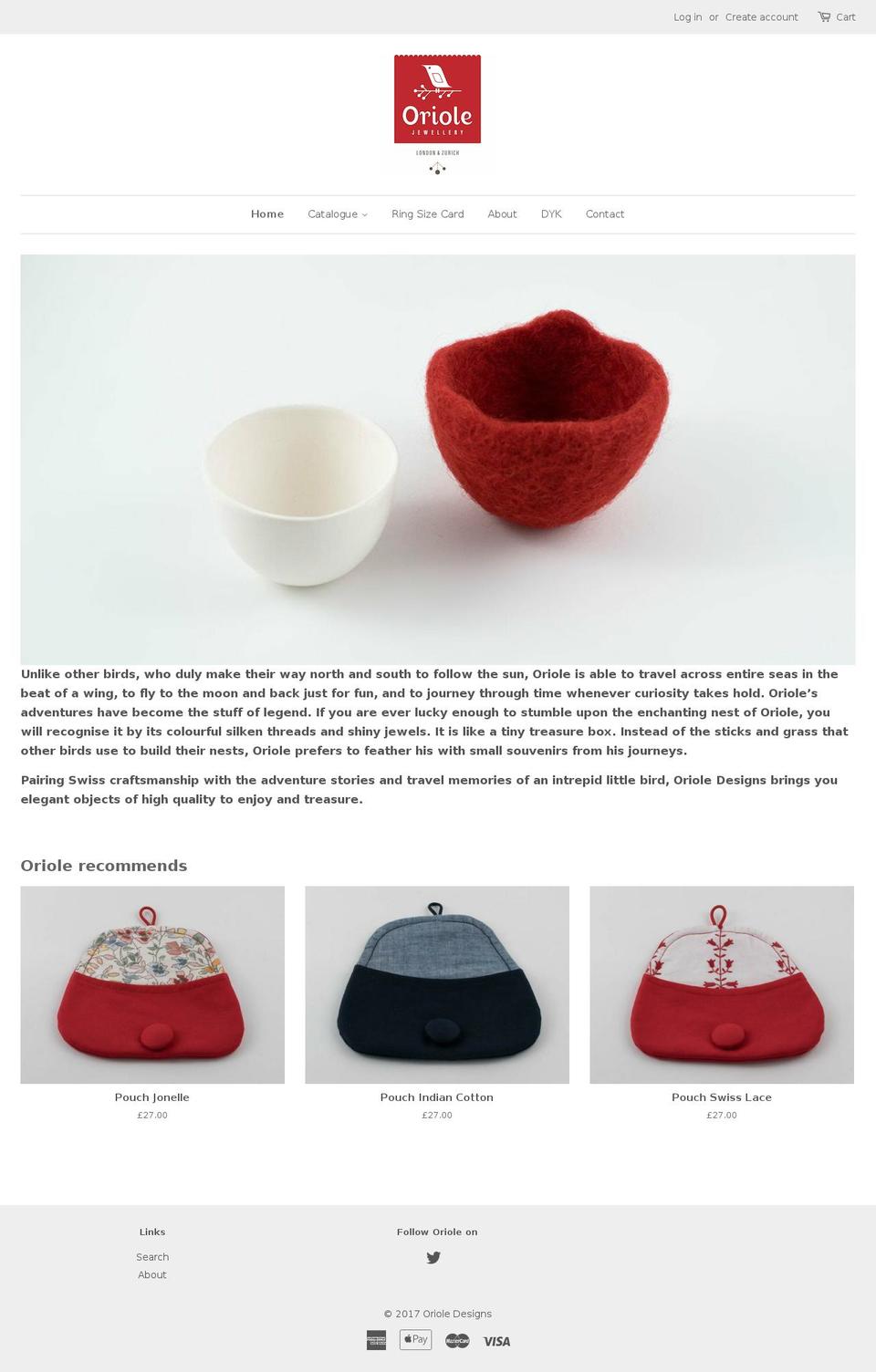 oriole-jewellery.com shopify website screenshot