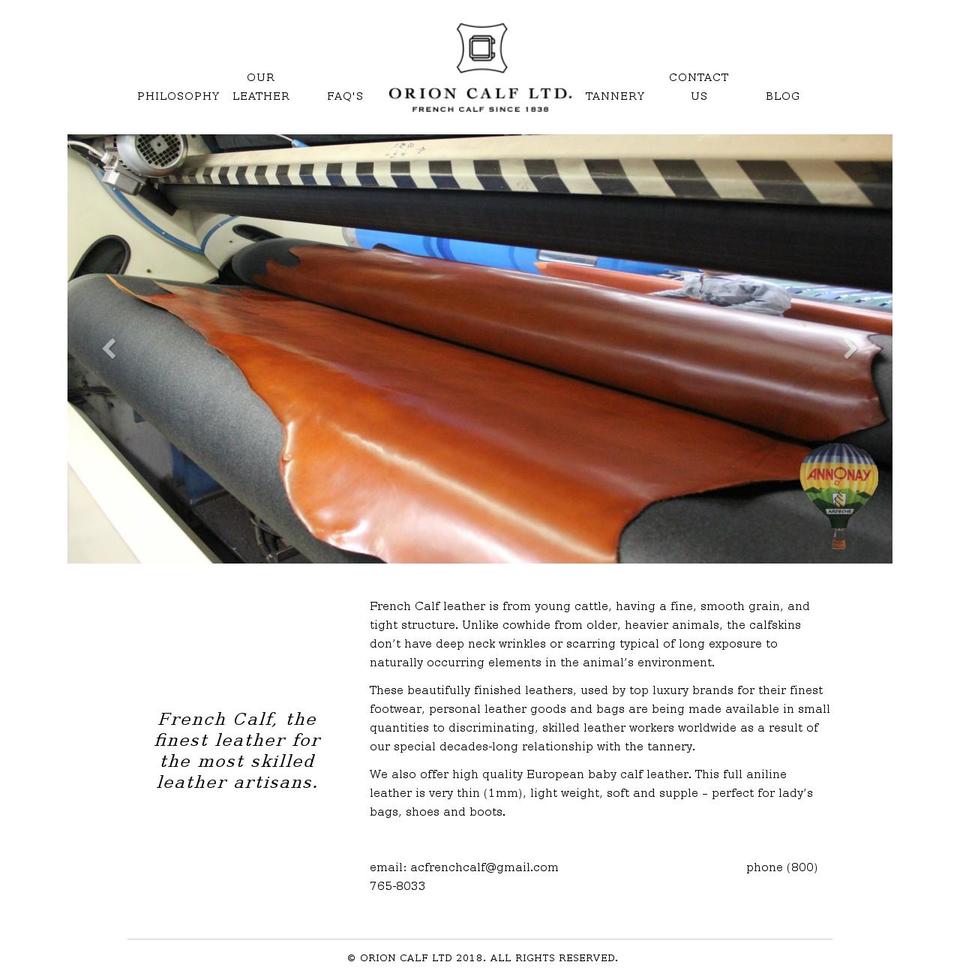 orioncalf.com shopify website screenshot