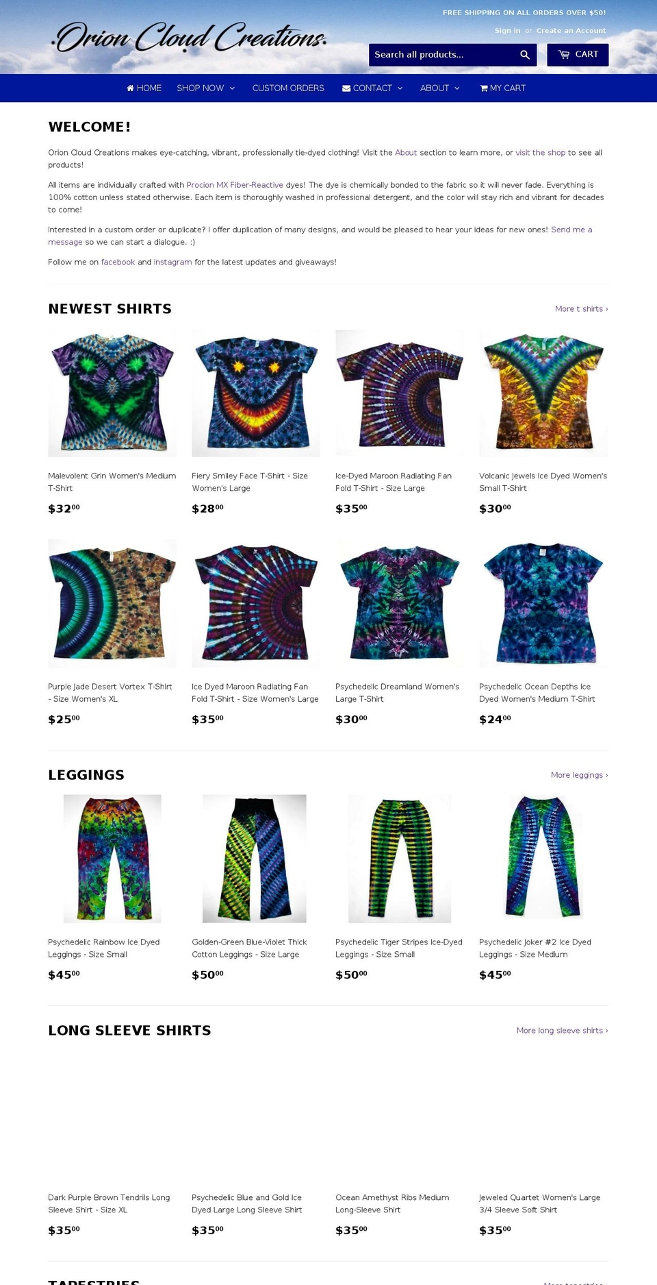 orioncloudcreations.com — Shopify storefront screenshot