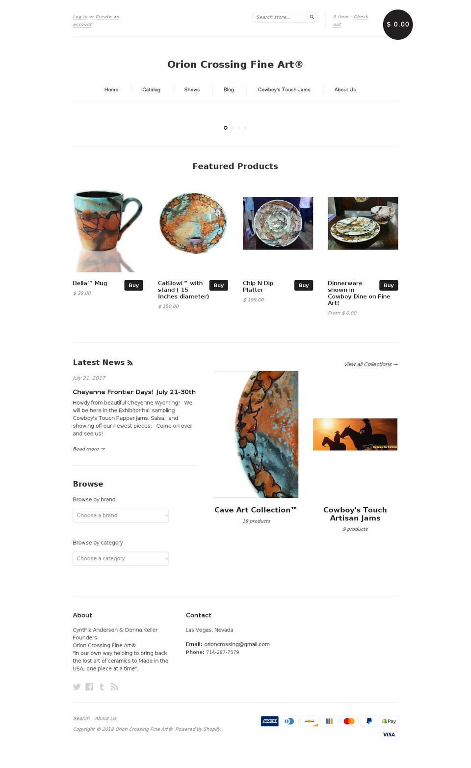 orioncrossing.com shopify website screenshot