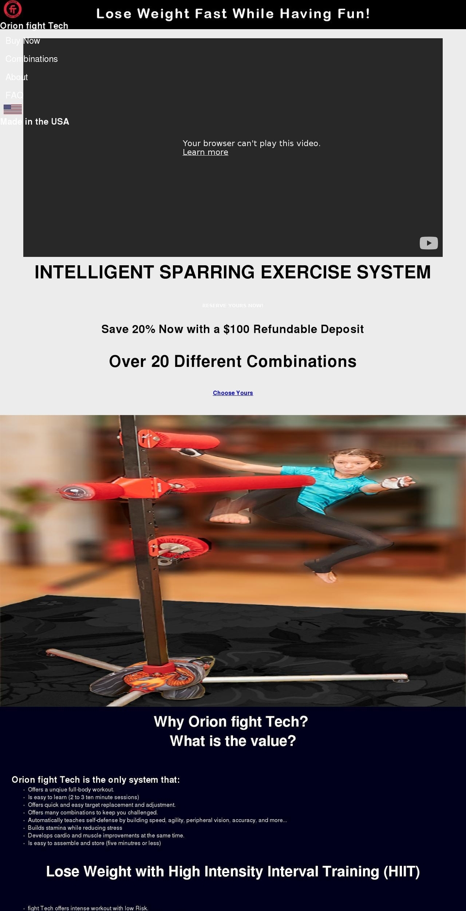 orionfighttech.com shopify website screenshot