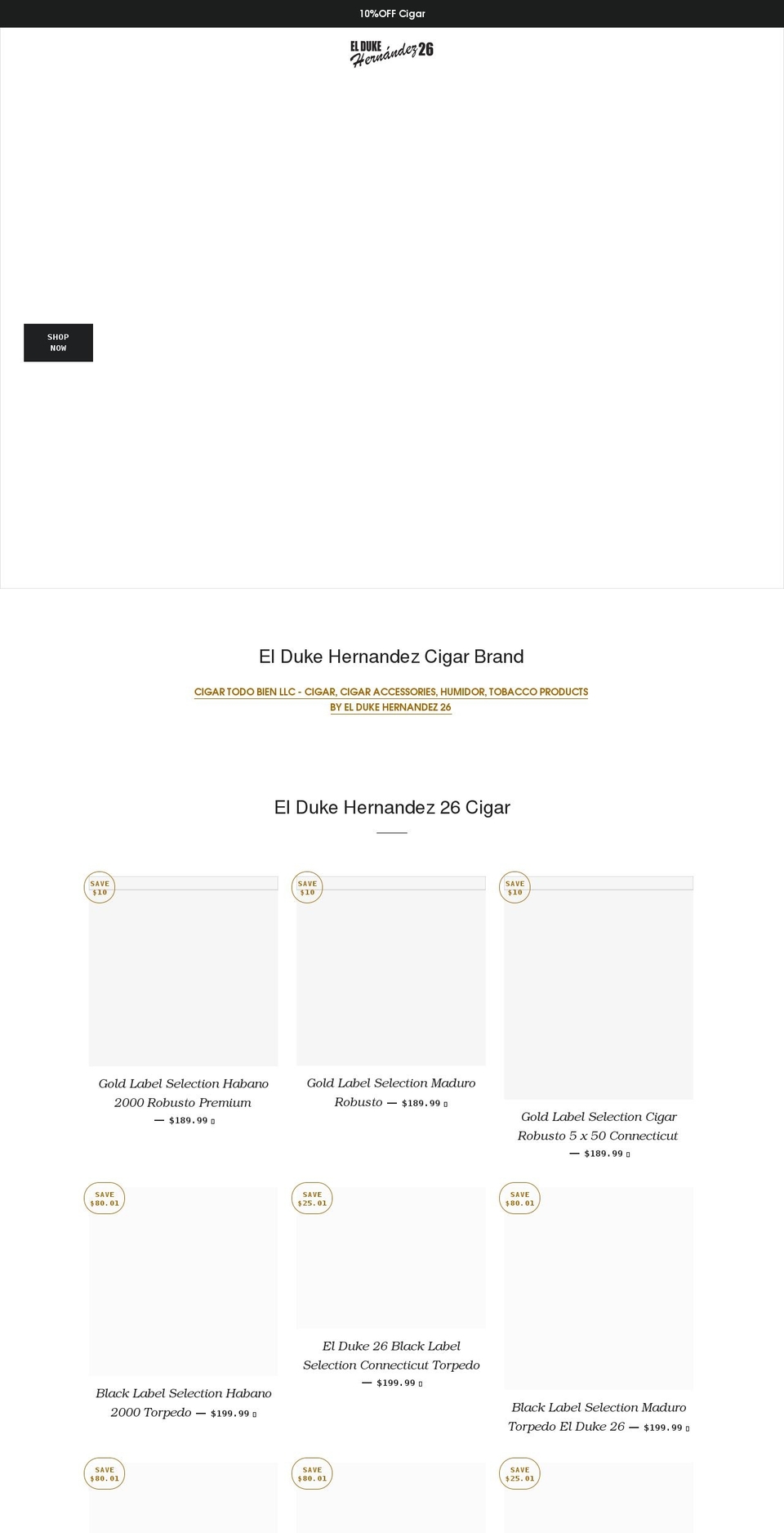 orlandohernandezcigar.com shopify website screenshot