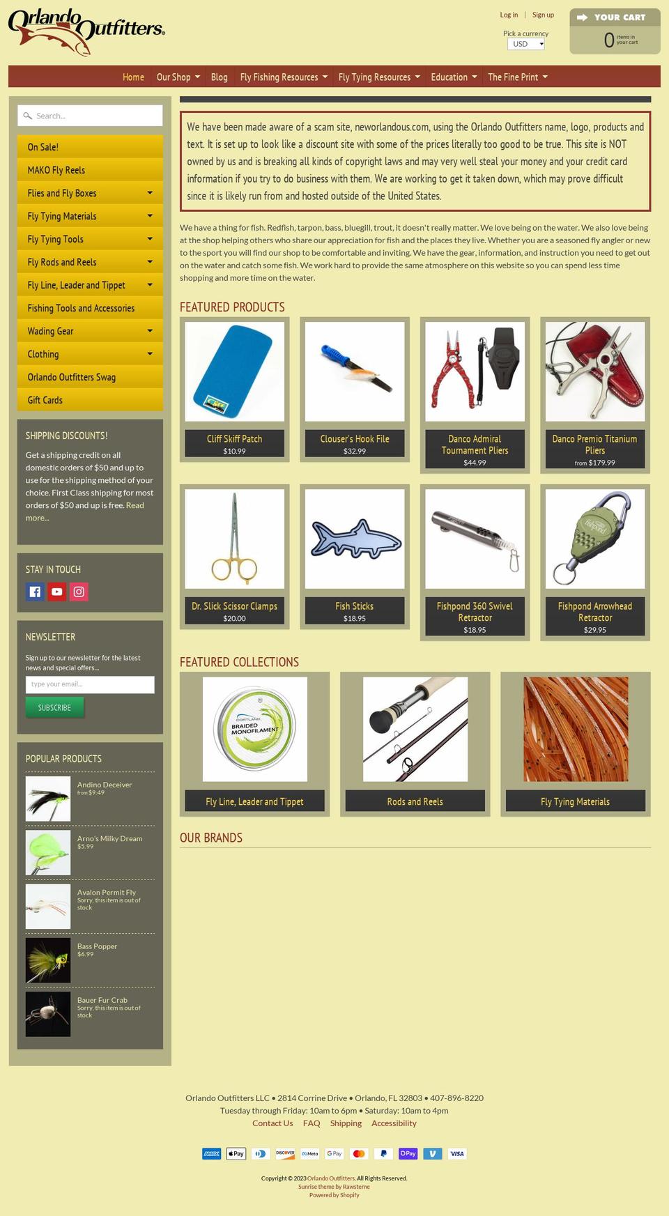 orlandooutfitters.com shopify website screenshot