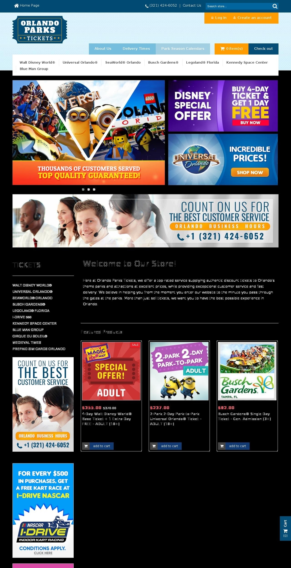 orlandoparkstickets.com shopify website screenshot