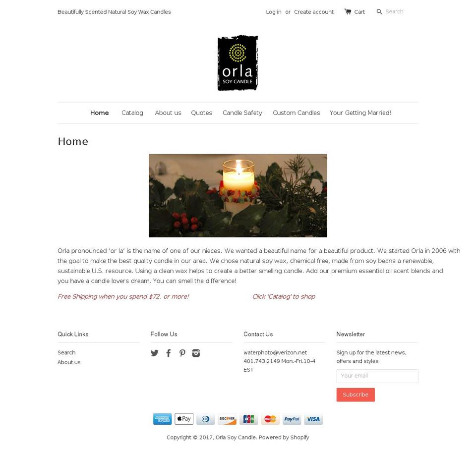 orlasoycandle.com shopify website screenshot