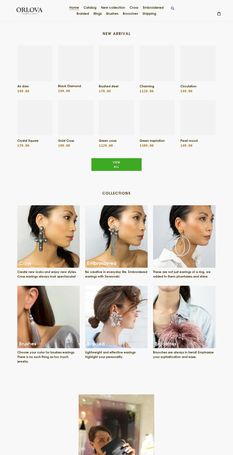 orlovajewellery.com shopify website screenshot