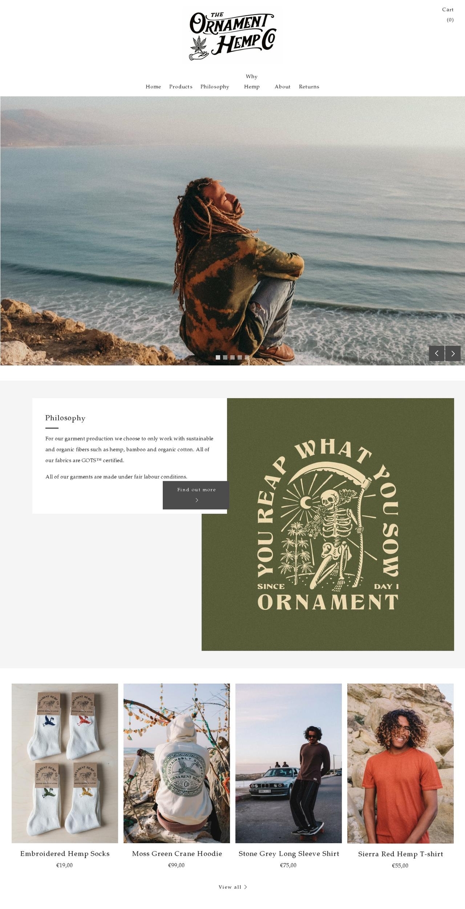 ornament-hemp.com shopify website screenshot