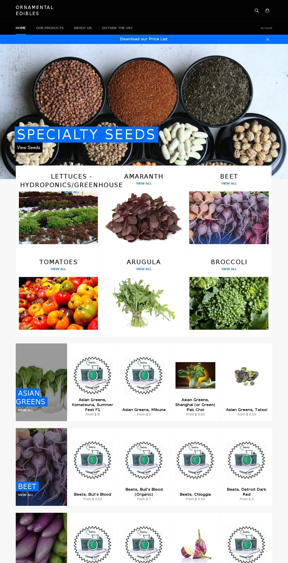 ornamentaledibles.com — Shopify storefront screenshot
