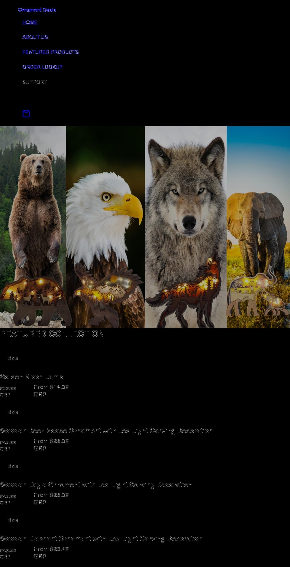 ornamentoasis.com shopify website screenshot