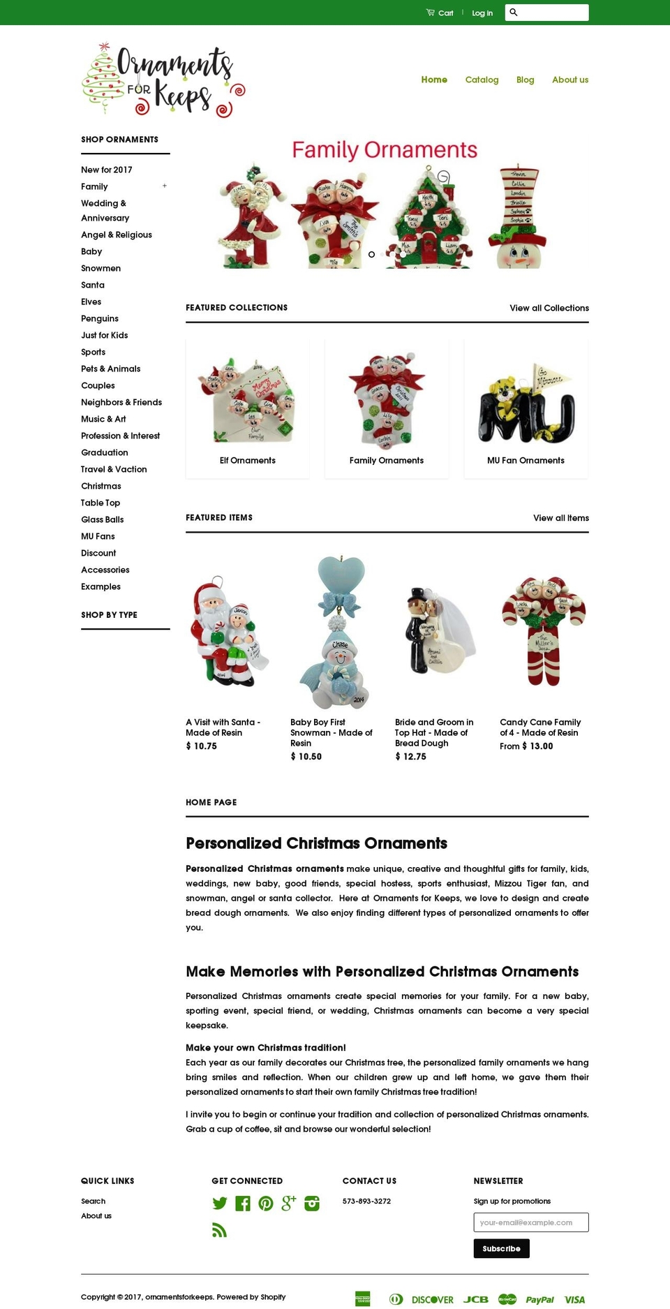ornamentsforkeeps.com shopify website screenshot