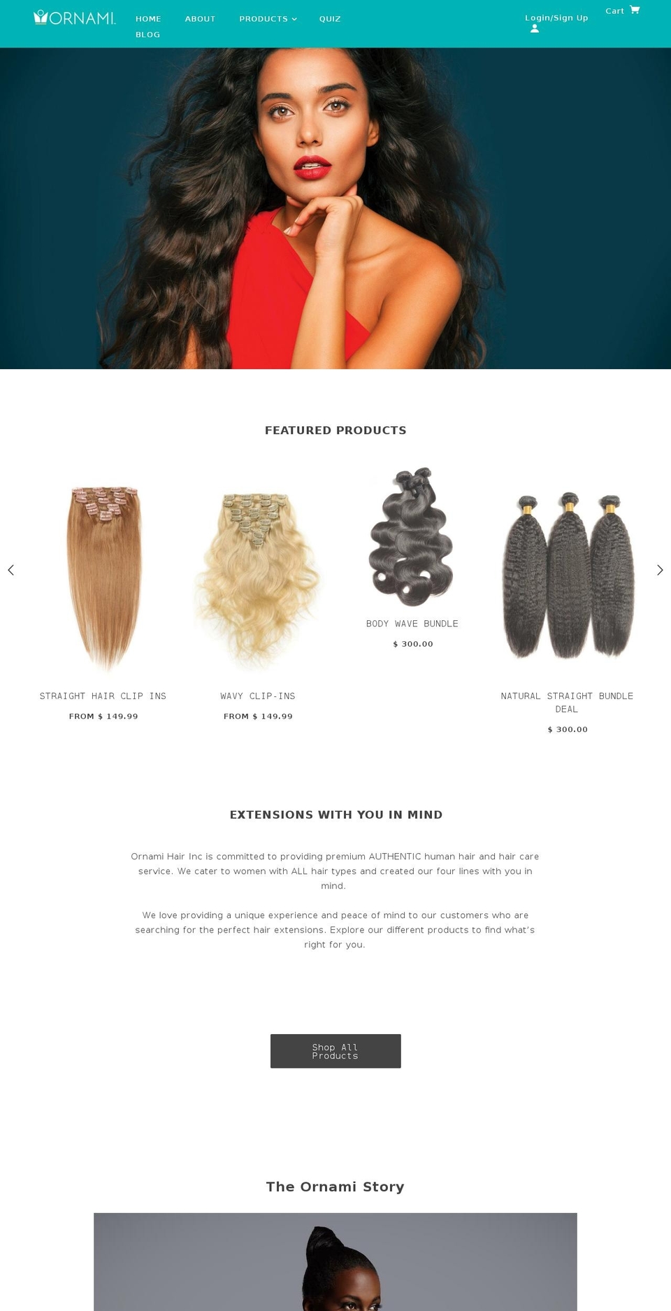 ornamihair.com — Shopify storefront screenshot