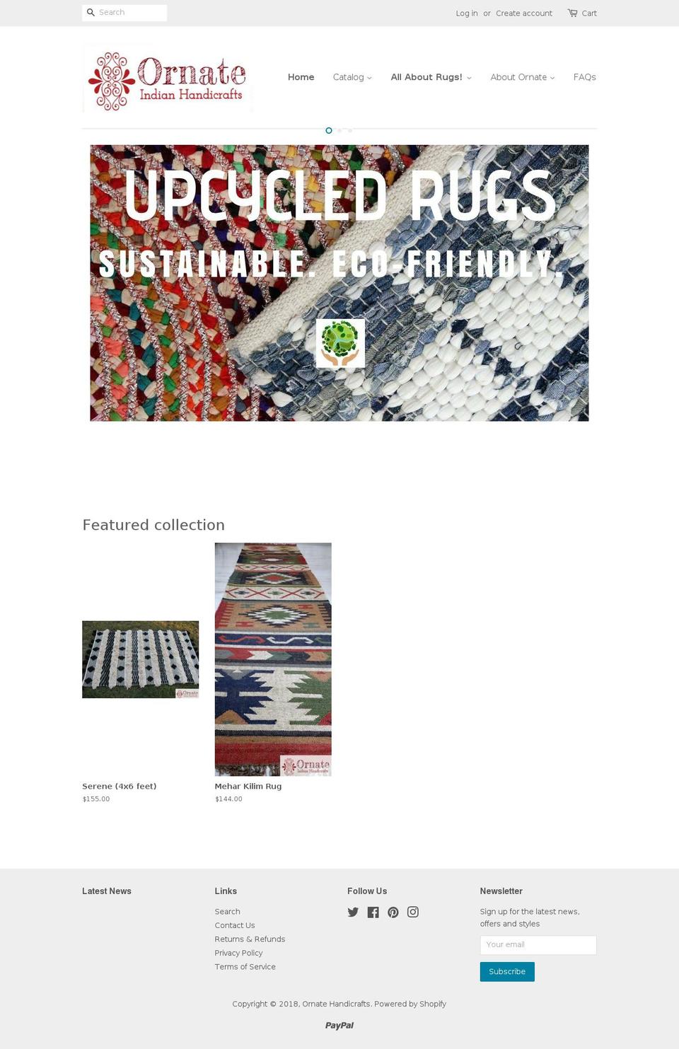 ornatehandicrafts.com shopify website screenshot