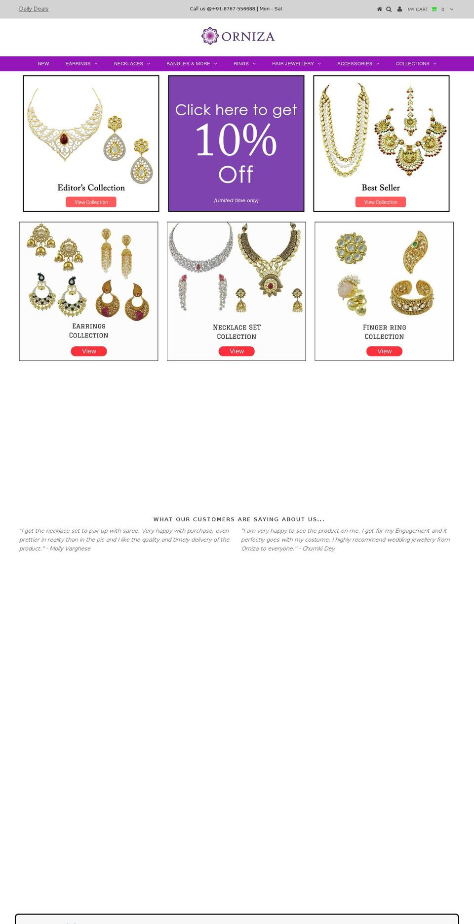 orniza.com shopify website screenshot