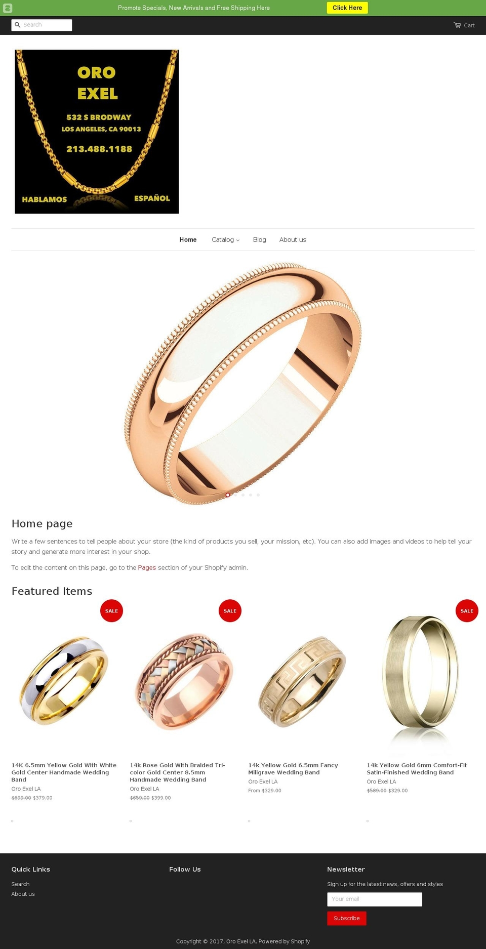 oroexel.com shopify website screenshot