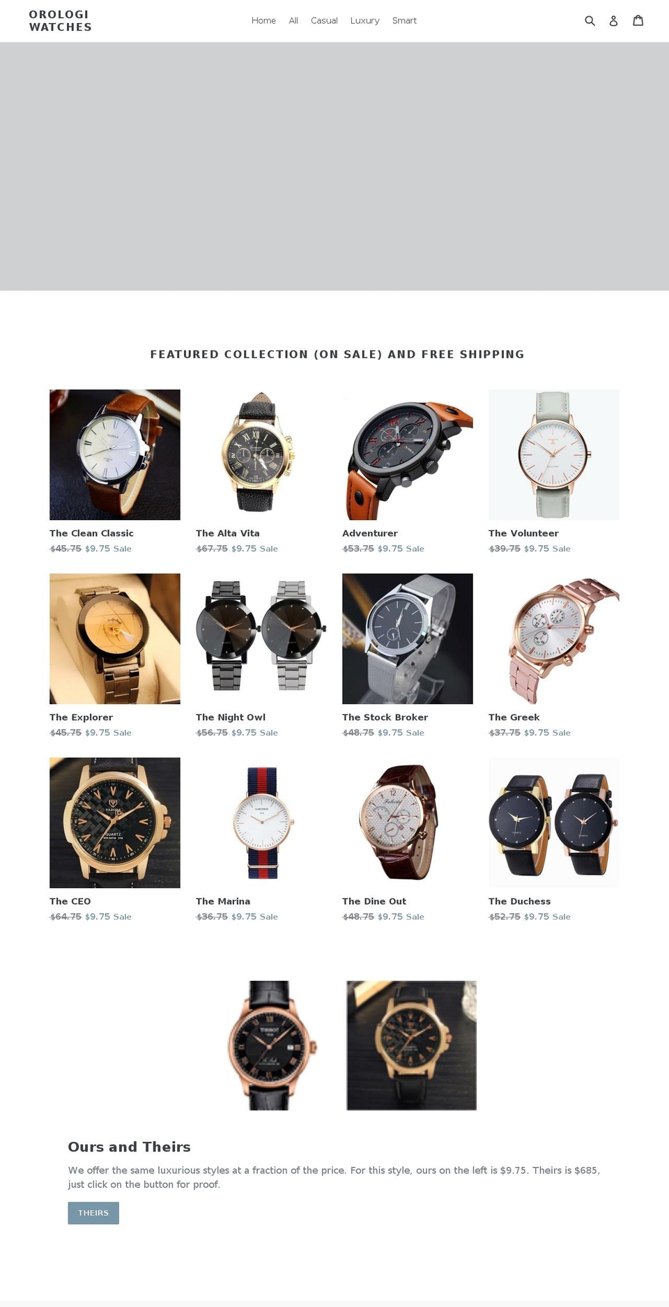 orologiwatches.com — Shopify storefront screenshot
