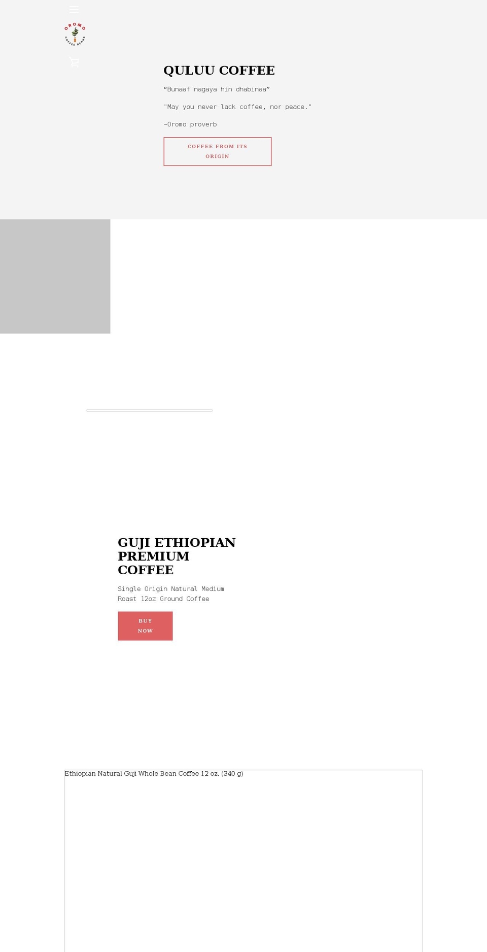 oromocoffeebeans.com shopify website screenshot
