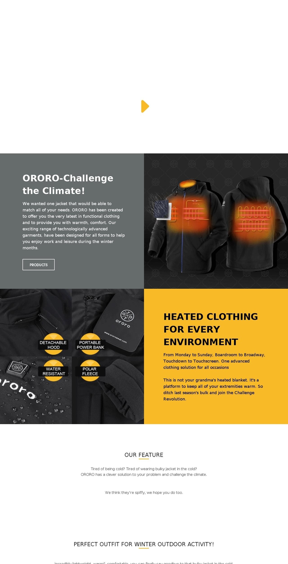 ororowear.com shopify website screenshot