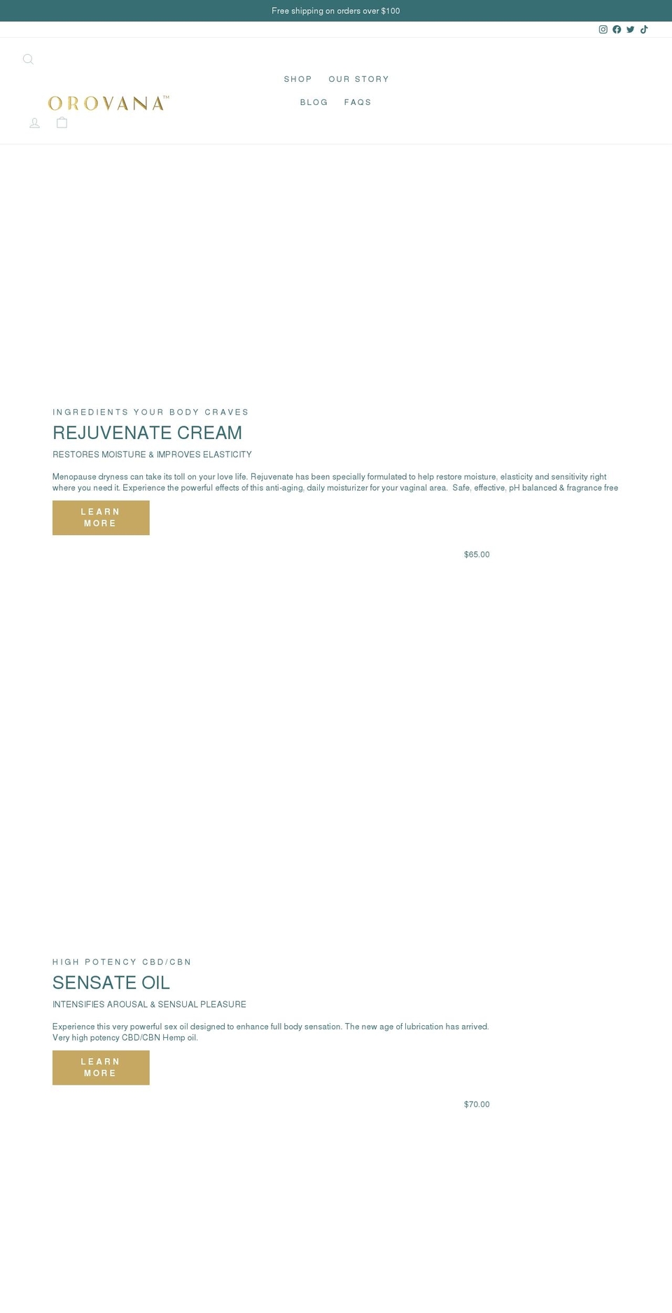 orovana.com shopify website screenshot