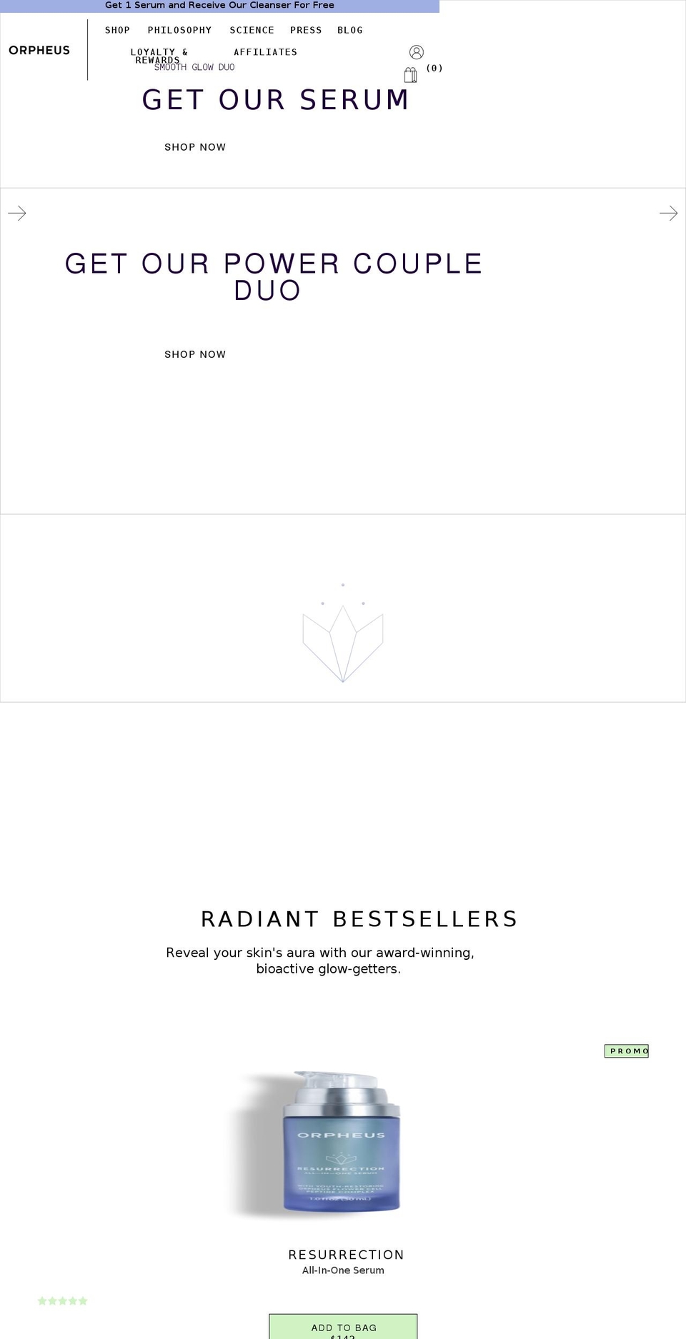 orpheus-skin.com shopify website screenshot