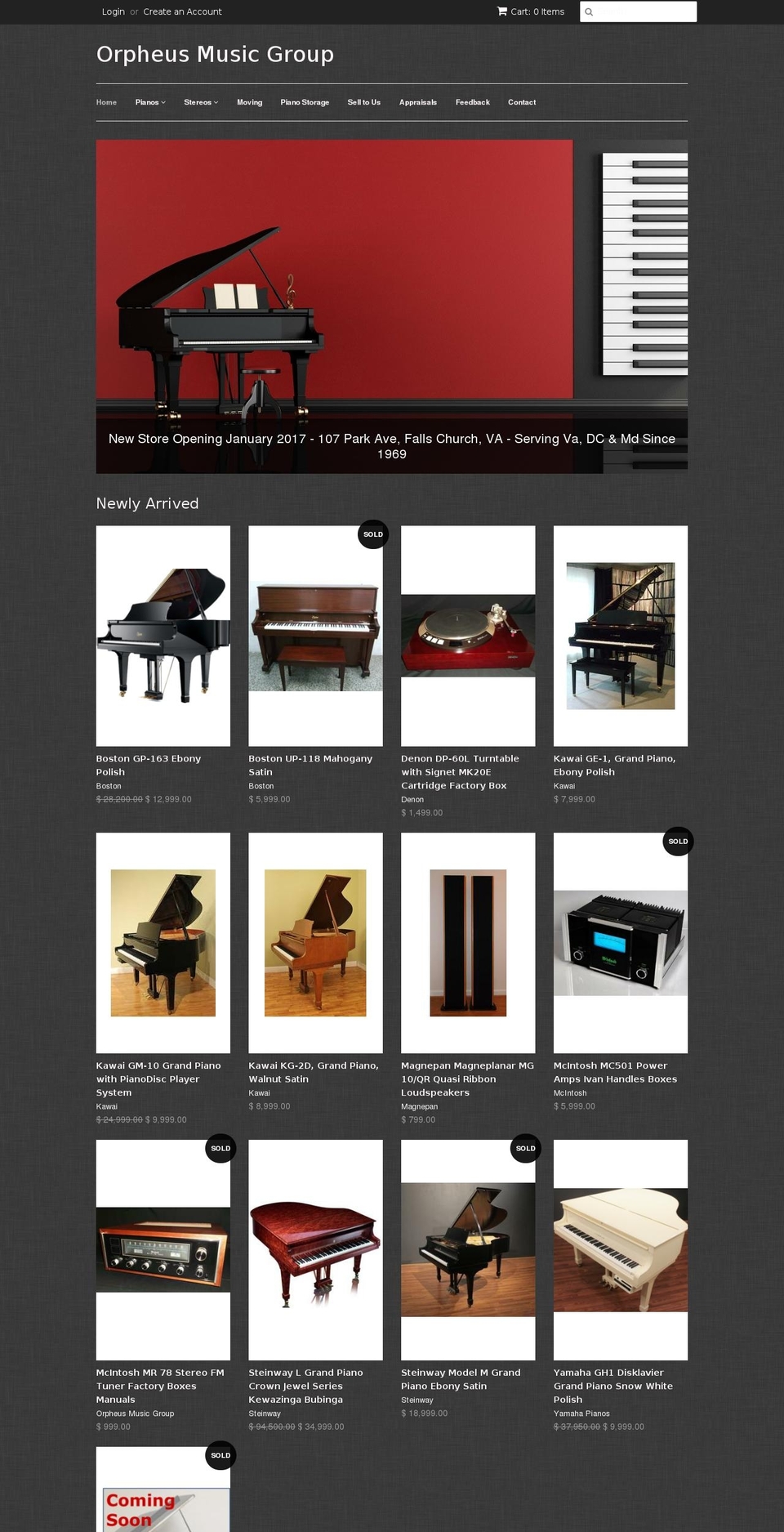 orpheusmusicgroup.com shopify website screenshot