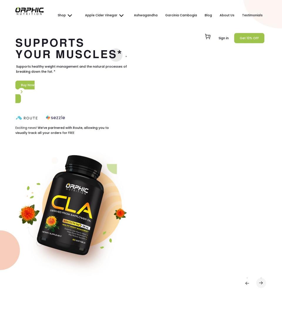 orphicnutrition.com shopify website screenshot