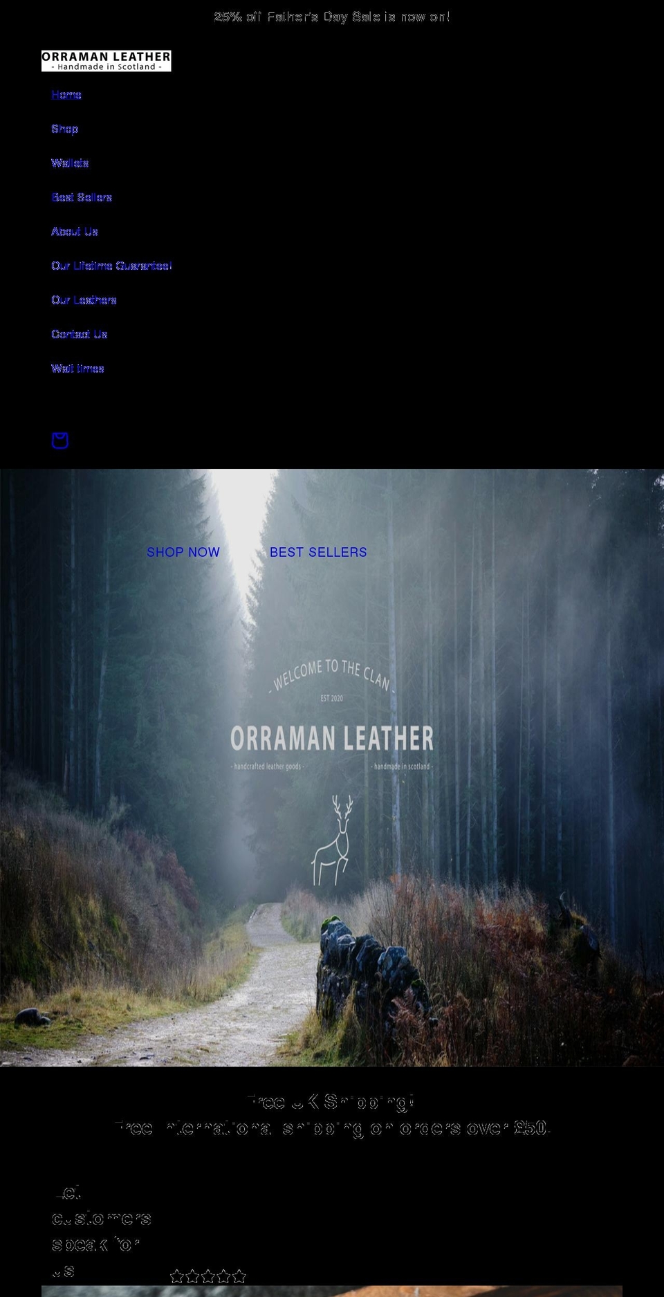 orramanleather.com shopify website screenshot