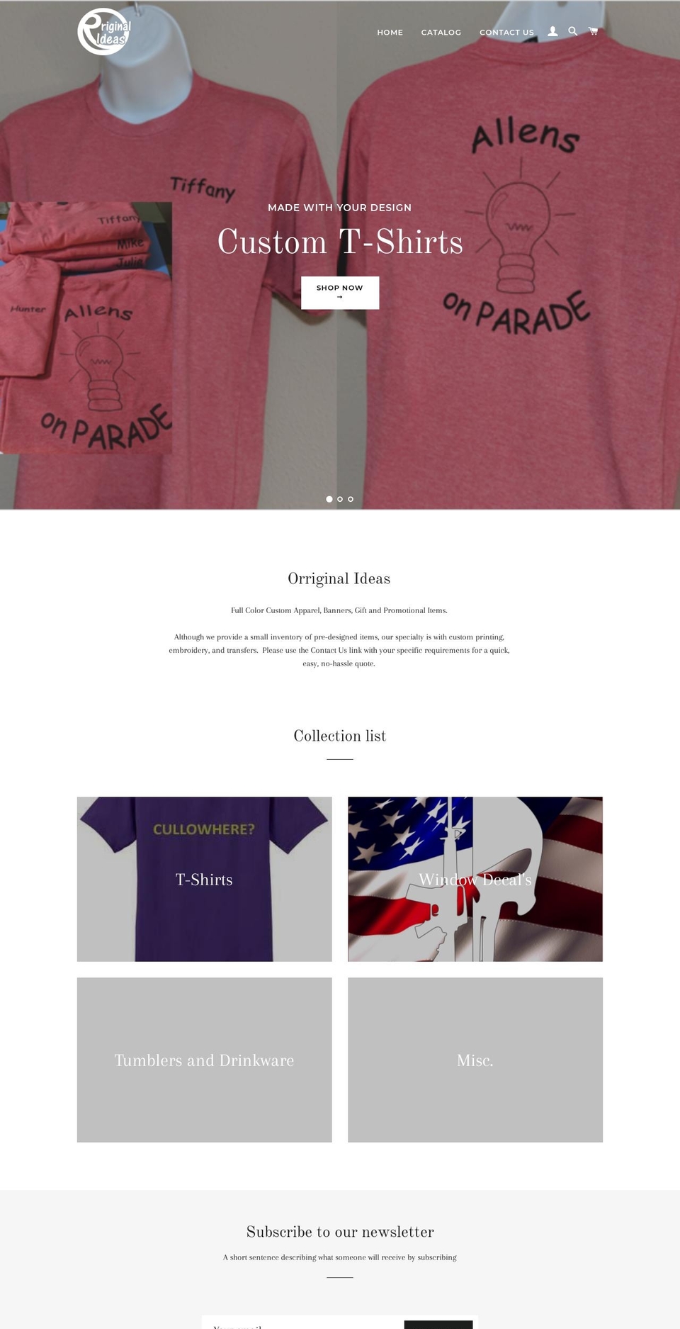 orriginalideas.com — Shopify storefront screenshot