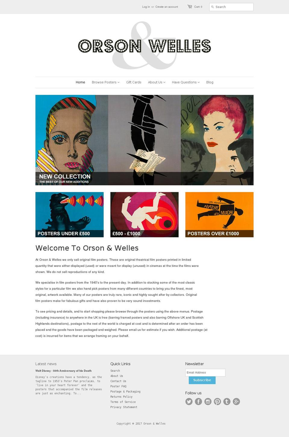 orsonandwelles.co.uk shopify website screenshot