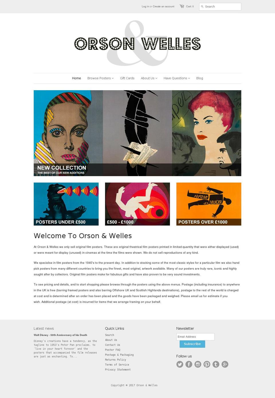orsonandwelles.com shopify website screenshot