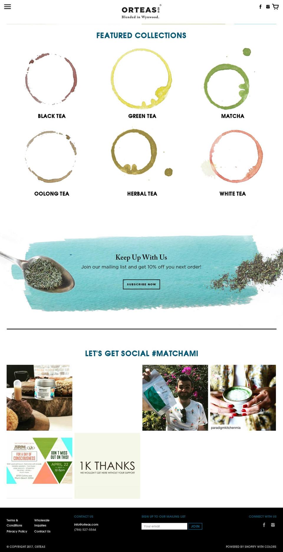 orteas.com shopify website screenshot